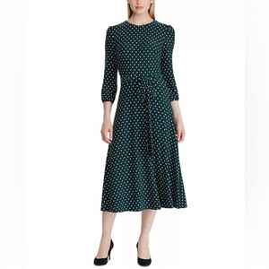 Lauren Ralph Lauren Green Polka Dot Midi Dress